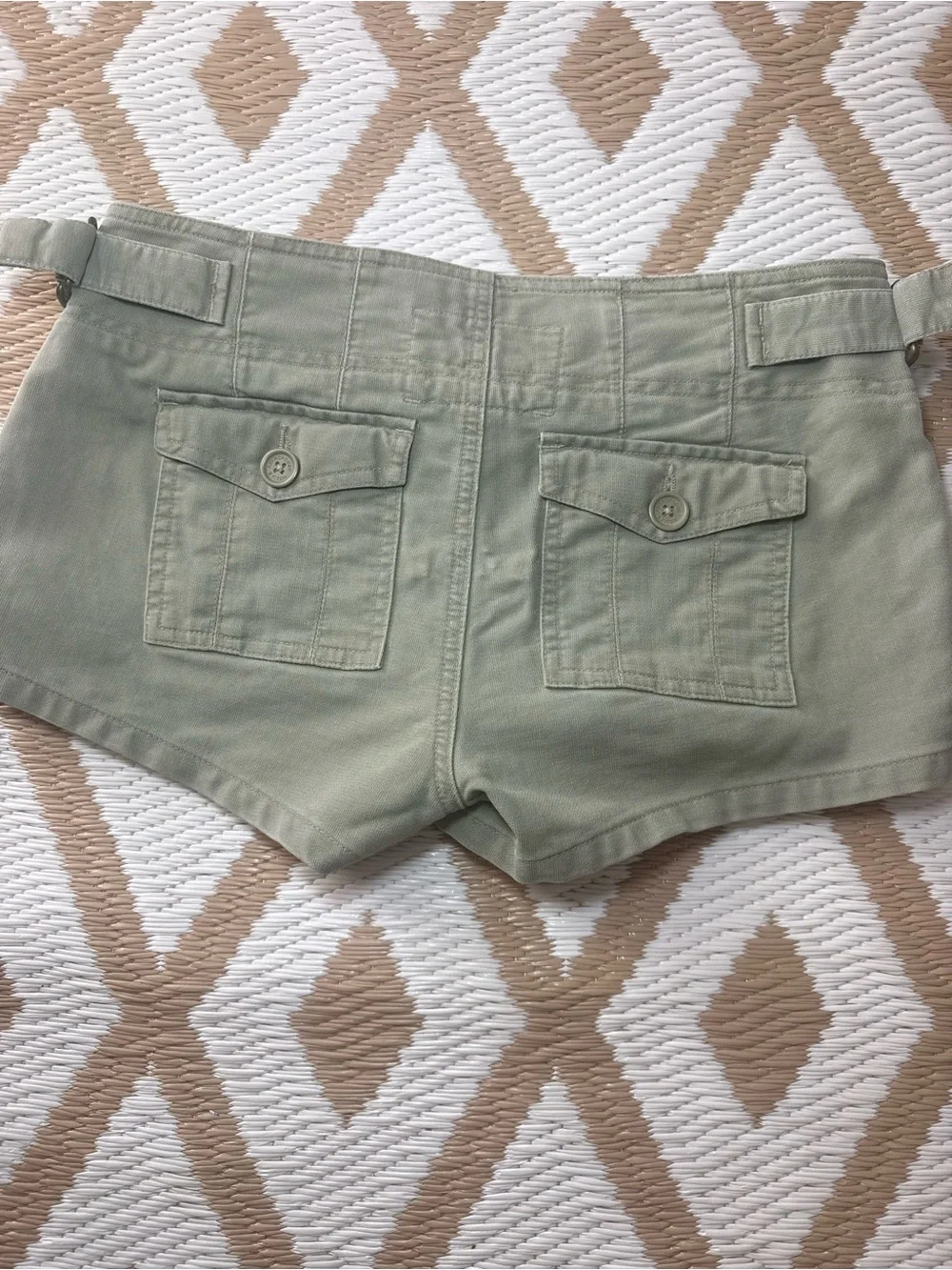 Abercrombie & Fitch Women's Chino Shorts 2 Green Low-Rise Twill Belted 2